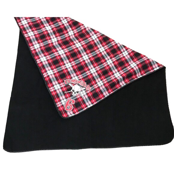 Skull Baseball Bats Childs Kids Throw Blanket Lil Monsters Tartan Plaid - Picture 2 of 6